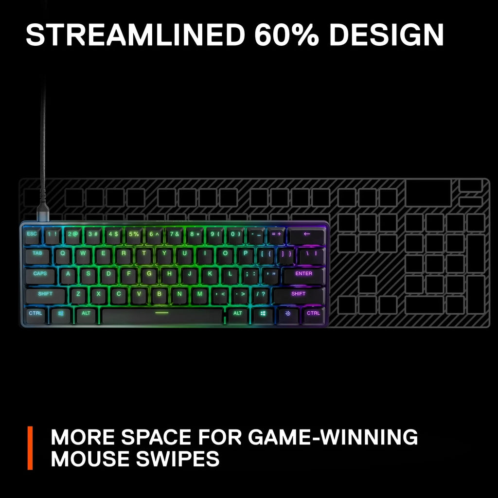 SteelSeries Apex 9 Mini 60% Wired Gaming Keyboard with RGB Lighting, Black T517677