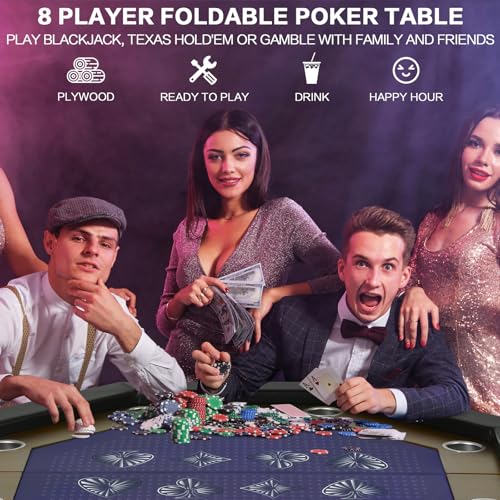 Foldable 50" Octagon Poker Table with Cup Holders L79369