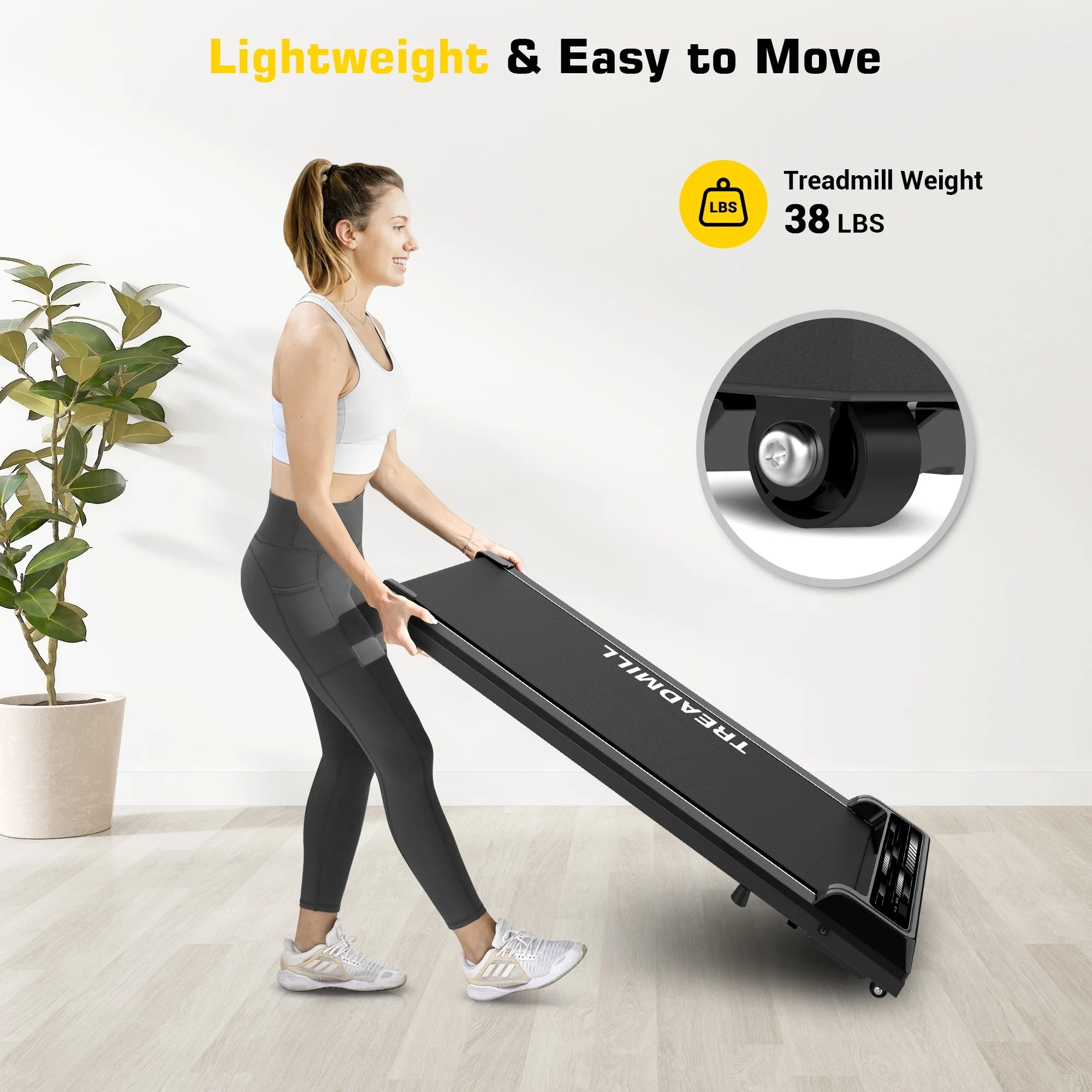 Under Desk Treadmill Walking Pad 2.25HP with Remote, Black J5158