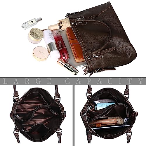 HESHE Genuine Leather Tote Shoulder Bag for Women P1142