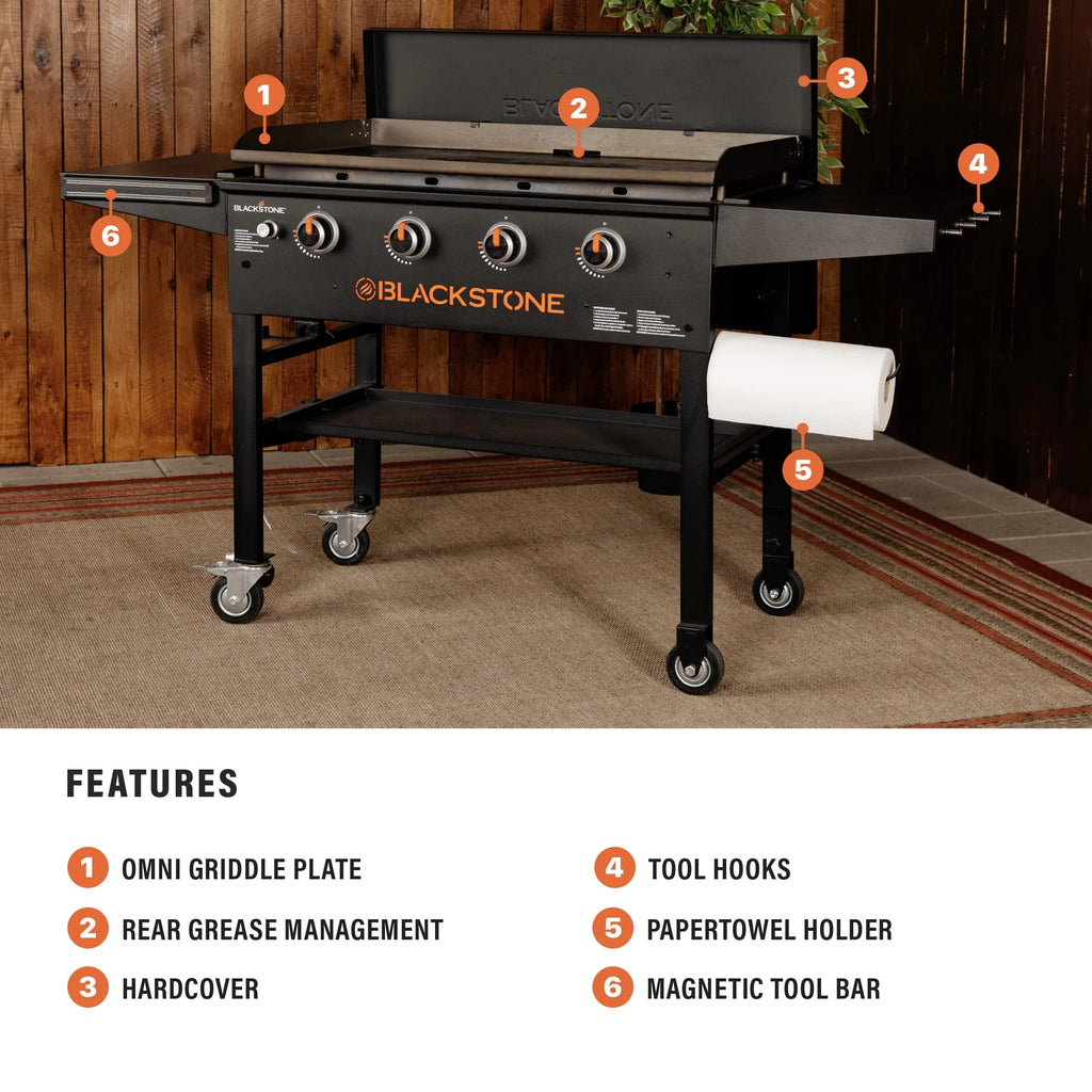 Blackstone Original 4-Burner 36 Propane Omnivore Griddle with Hard Cover V144139