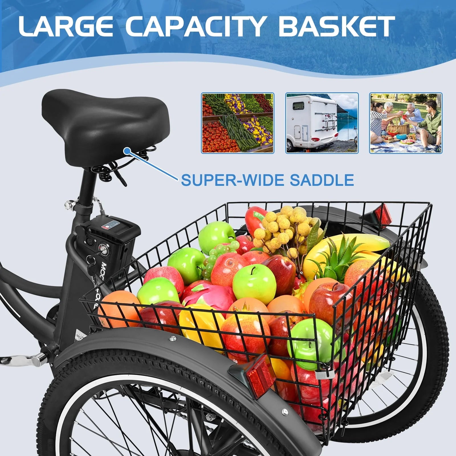 Lilypelle Adult Electric Tricycle 3-Wheel Bike for Seniors E1378