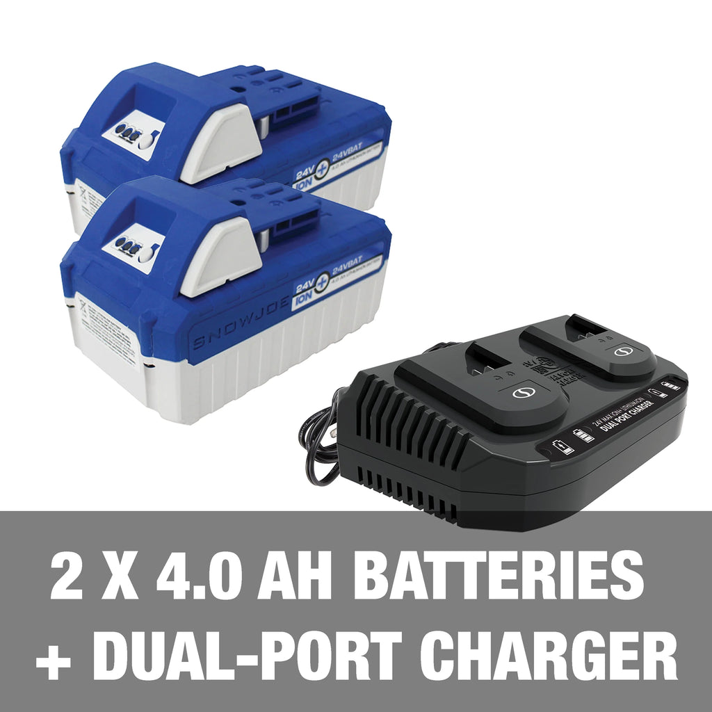 Snow Joe 48V 15 Cordless Snow Blower, Brushless Motor, 2 x 4.0-Ah Batteries & Charger M4804