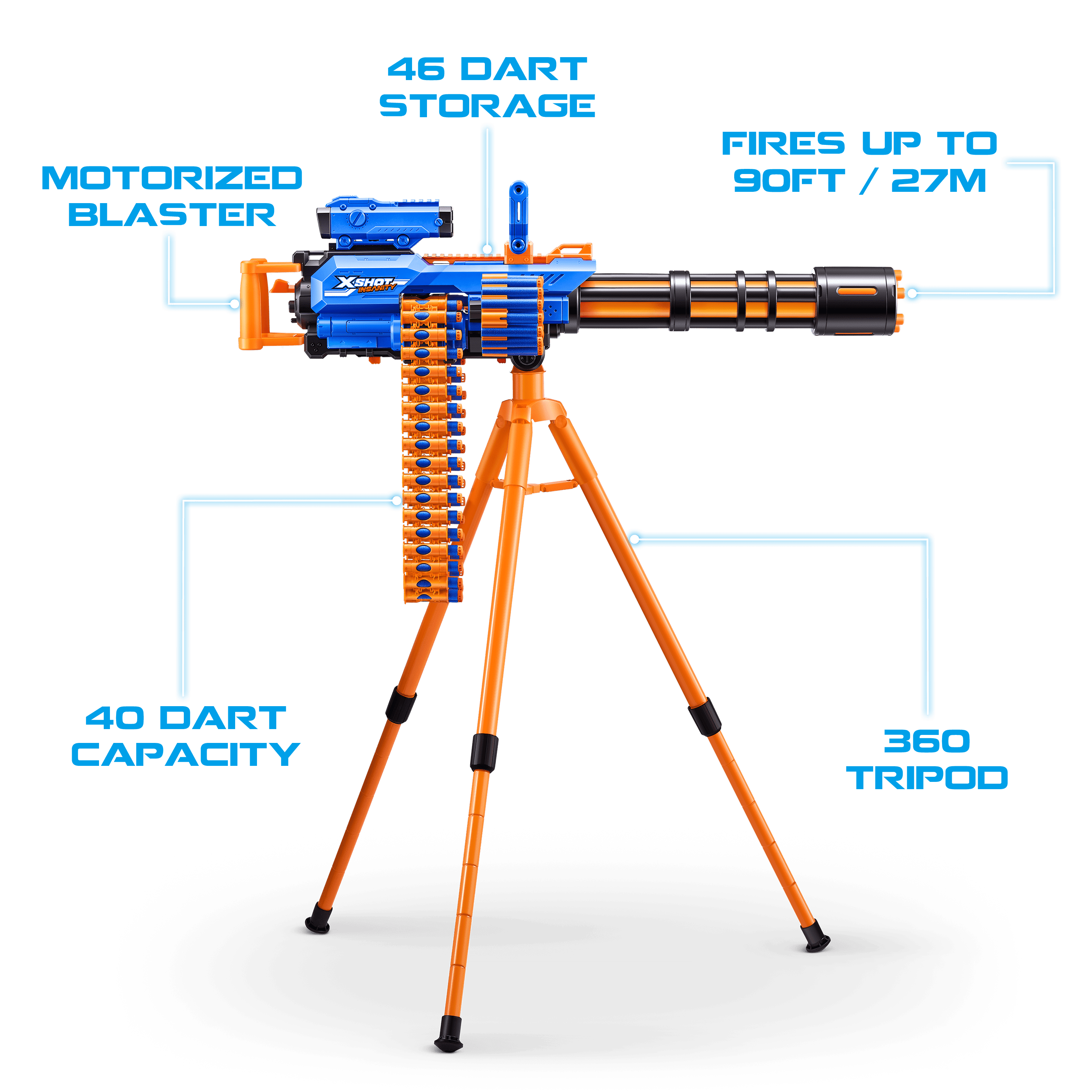 X-Shot Insanity Motorized Rage Fire by ZURU Dart Blaster for Ages 8+ W352168