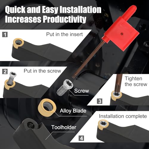 Indexable Lathe Turning Tool 21Pcs Kit 3/8'' 10mm Shank with Carbide Inserts Z5376