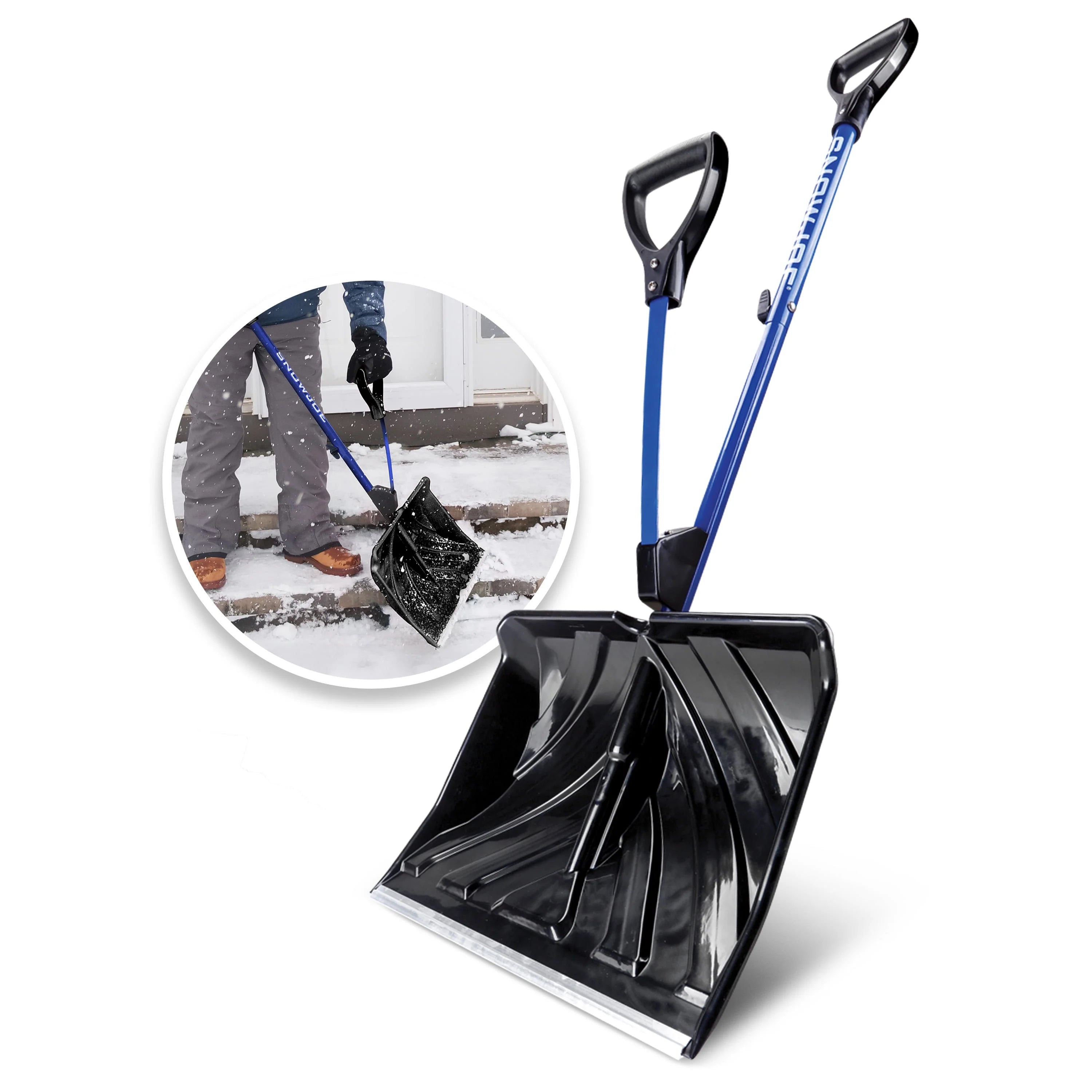 Snow Joe Shovelution Strain-Reducing Snow Shovel, 18-Inch Poly Blade L7115