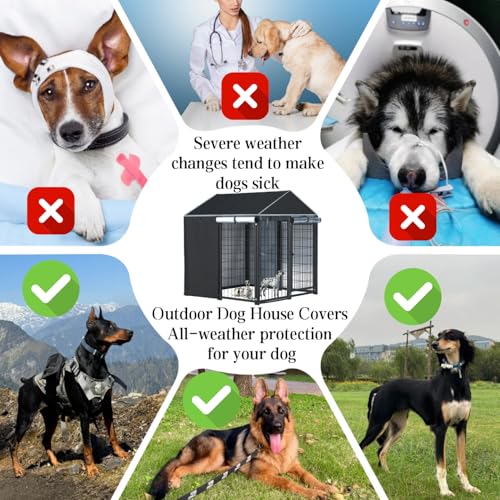NGB Outdoor Dog Kennel Cover, 600D Heavy Duty Waterproof, Black W2510