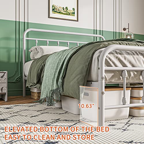 Vintage Full Size Metal Bed Frame with Headboard and Footboard, Black Z946901