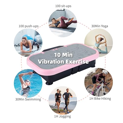 Vibration Plate Fitness Machine with Handle for Whole Body Workout Home Gym Pink S735