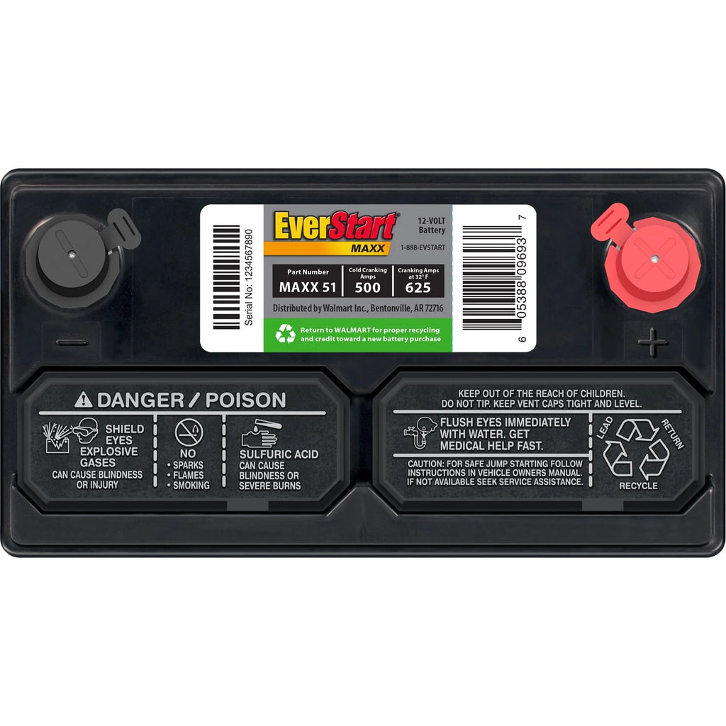 EverStart Maxx Lead Acid Automotive Battery Group 51 12V 500 CCA J16778