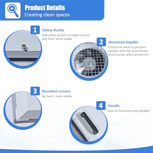 HEPA H14 Laminar Flow Hood with Fan Filter Unit, 22.6"x22.6" 110V, ISO Class 5 L625019