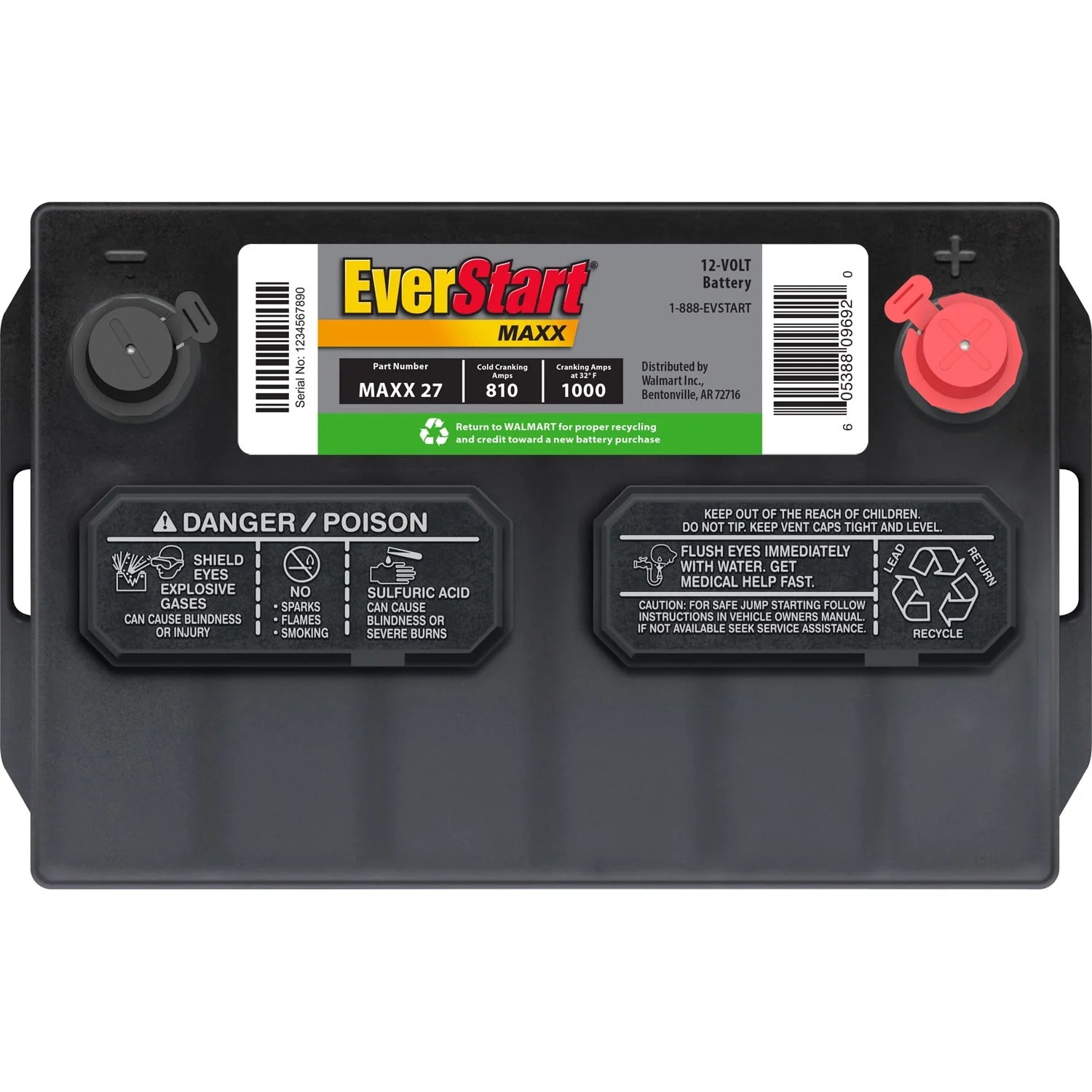 EverStart Maxx Lead Acid Automotive Battery Group Size 27 12V 830 CCA U3218