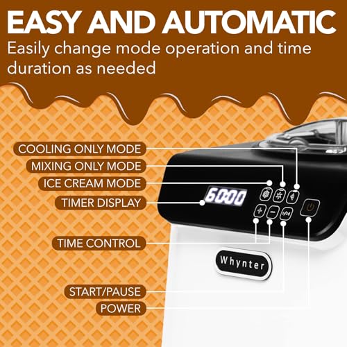 Whynter Ice Cream Maker 2.1 Qt Automatic with Built-In Compressor, Stainless Steel J810