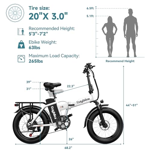 Folding Electric Bike 1000W 48V 20AH Removable Battery 20" Fat Tire for Adults C847123