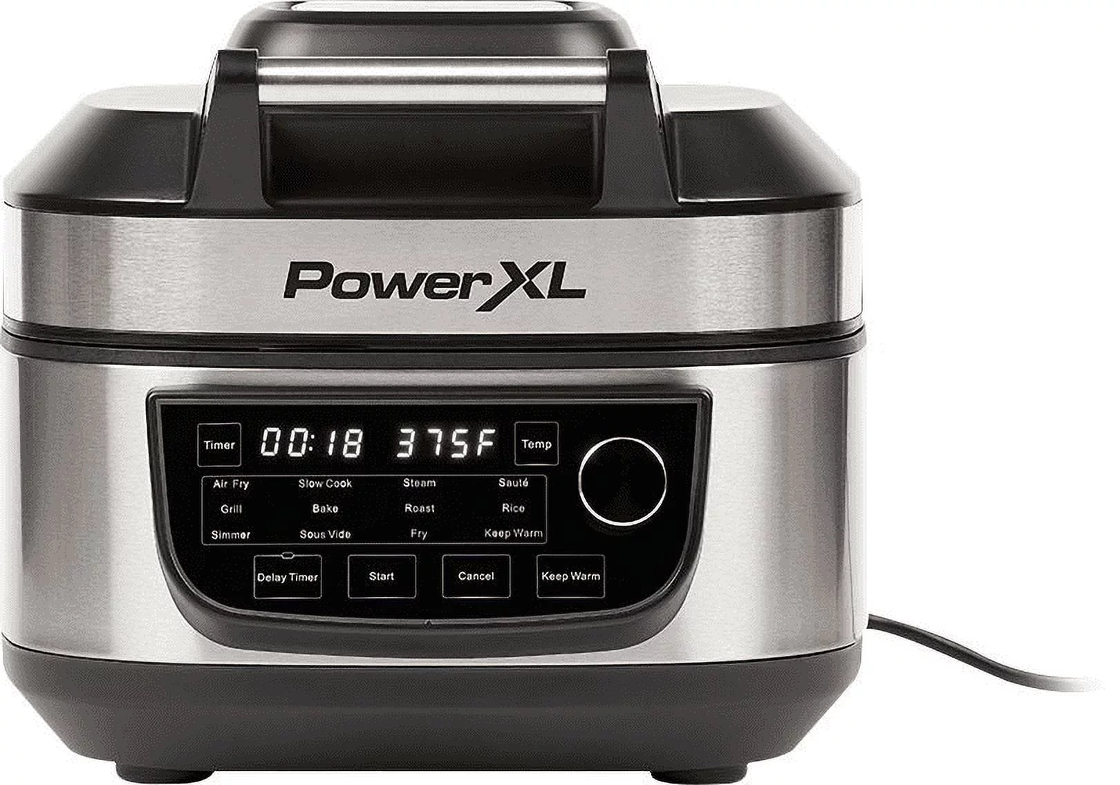 PowerXL Grill Air Fryer Combo 12-in-1 Indoor Grill, Air Fryer, Slow Cooker, Roast, Bake, 1550-Watts, Stainless Steel Finish