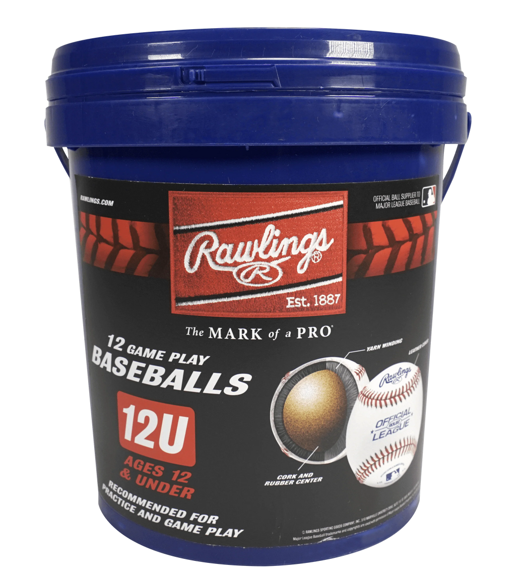 Rawlings ROLB2 12U Official League Youth Practice Baseball Bucket, 12 Count E1847