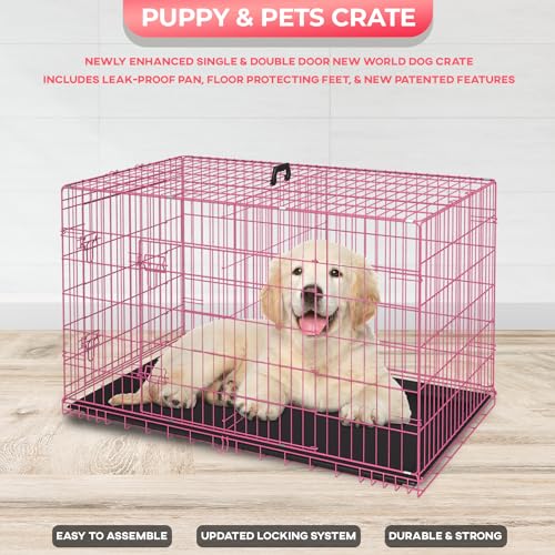 FDW Dog Crate for Large Dogs 48 Inch Folding Metal Wire Cage Double Door N1299