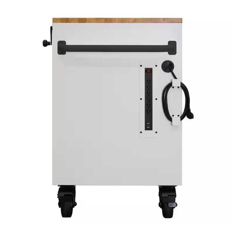 72 in. W Heavy Duty Mobile Workbench Cabinet with Adjustable Height Wood Top S94904