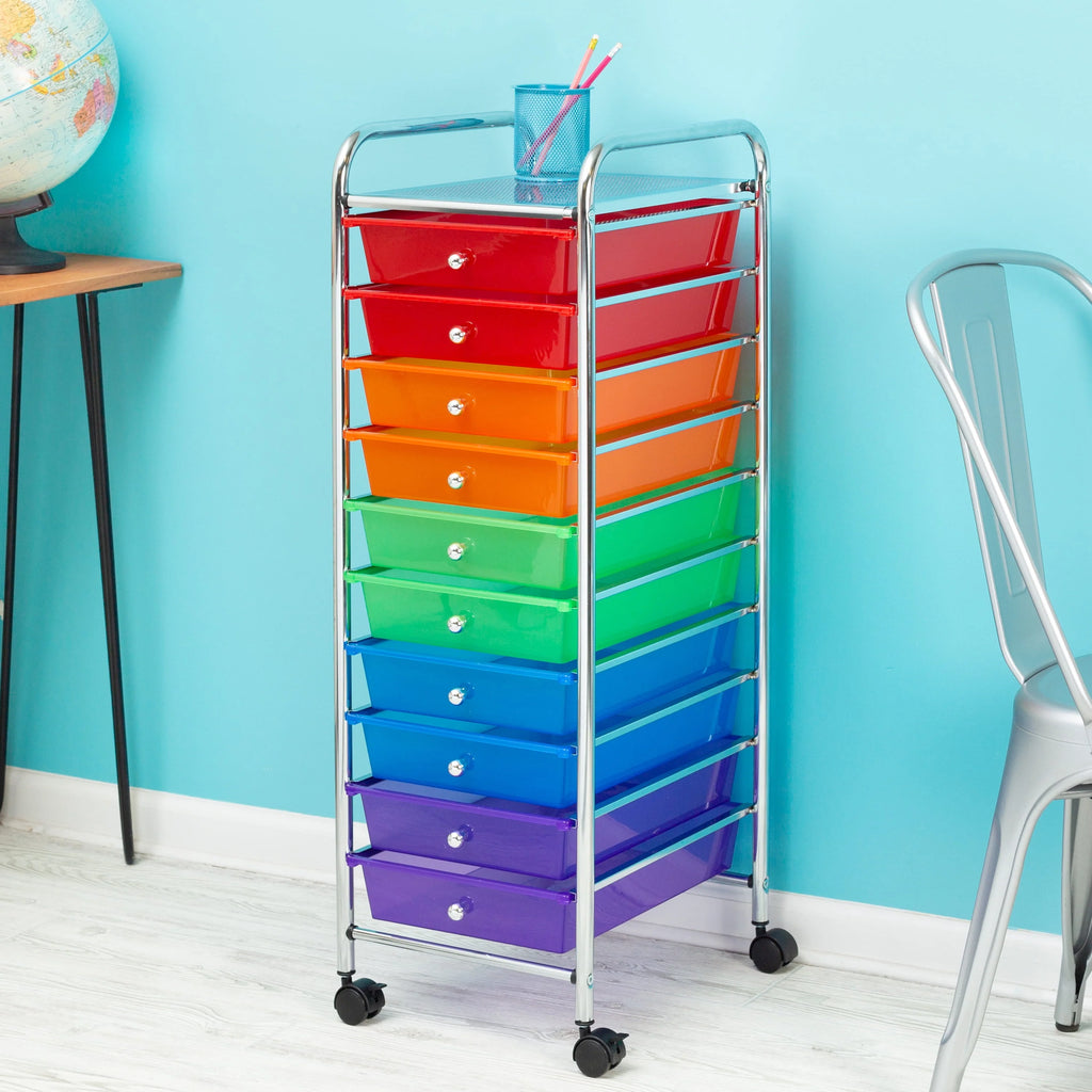 Honey-Can-Do 10-Drawer Rolling Cart, Rainbow N1365