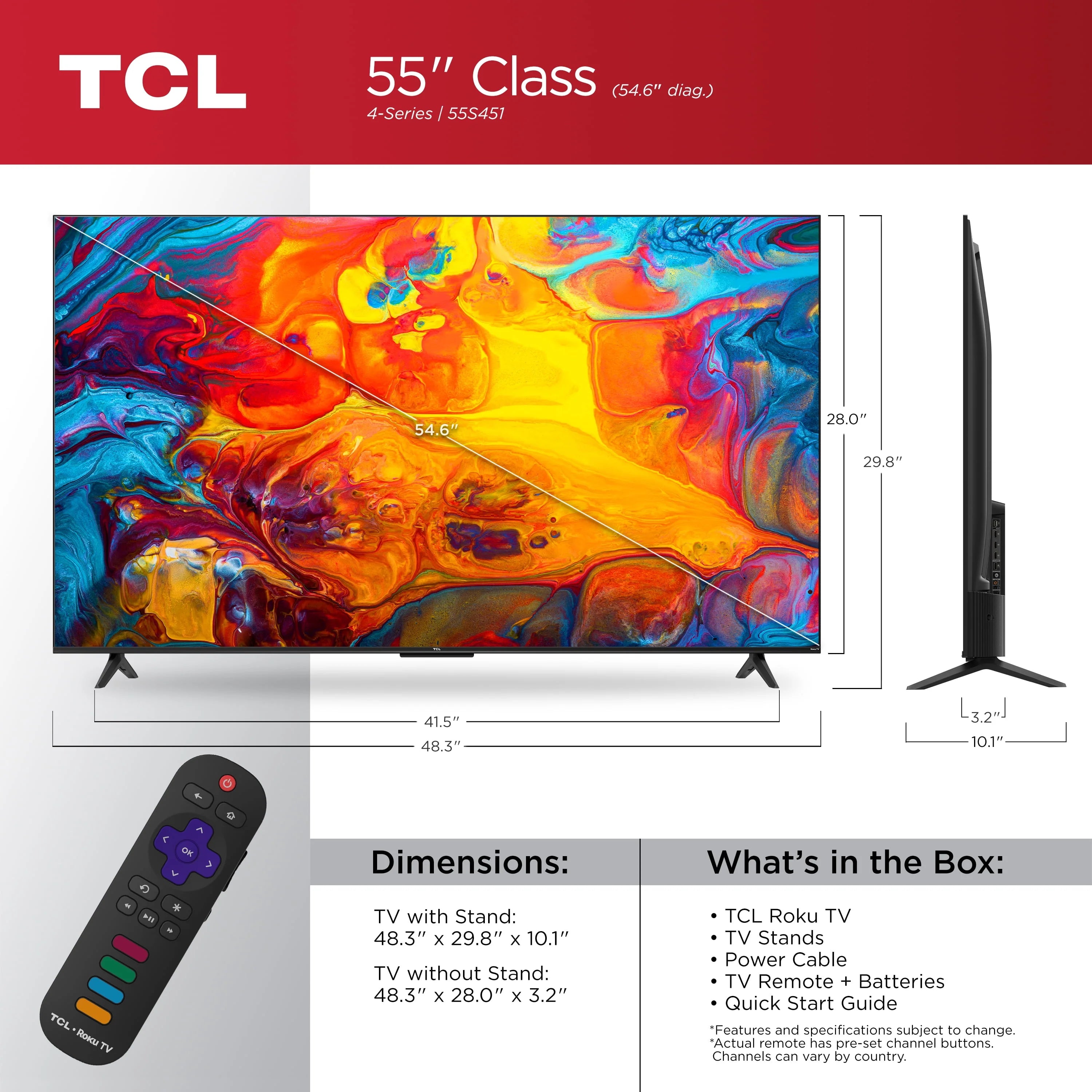 TCL 55" Class 4-Series 4K UHD HDR Smart Roku TV H9212