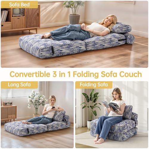 Folding Sofa Bed Convertible Sleeper Chair with Pillow, Grey L546