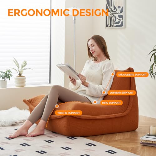 Giant Bean Bag Chair Sofa with Memory Foam for Adults and Kids, Caramel X927258