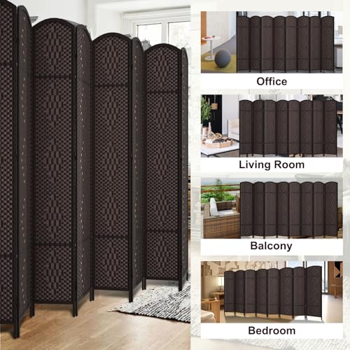 Rose Home Fashion 6 ft Tall Room Divider 4 Panel Folding Privacy Screen, Dark Coffee C8634