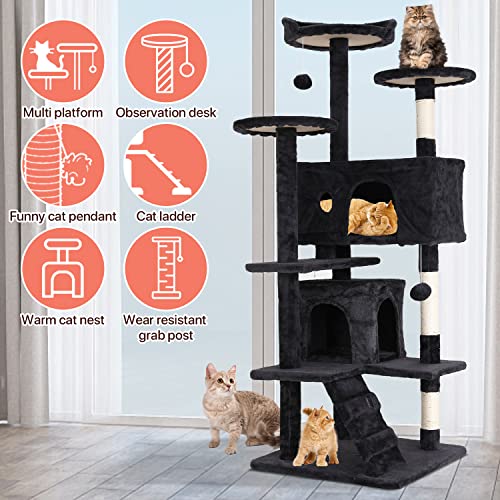 ASHY 54in Cat Tree with Scratching Post for Indoor Cats I993