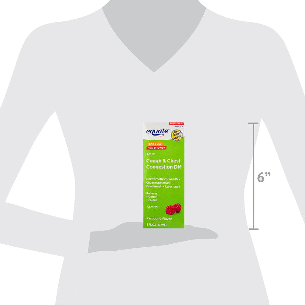 Equate Tussin Cough and Chest Congestion DM, Raspberry, 8 fl oz E627219