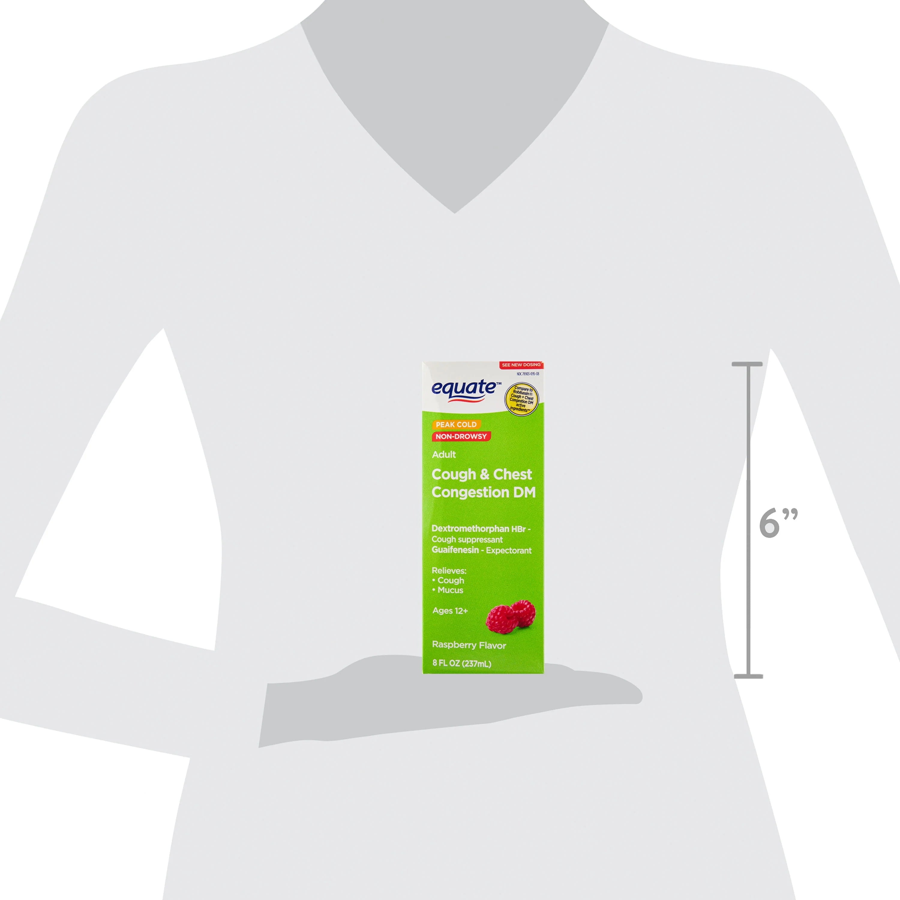 Equate Tussin Cough and Chest Congestion DM, Raspberry, 8 fl oz E627219