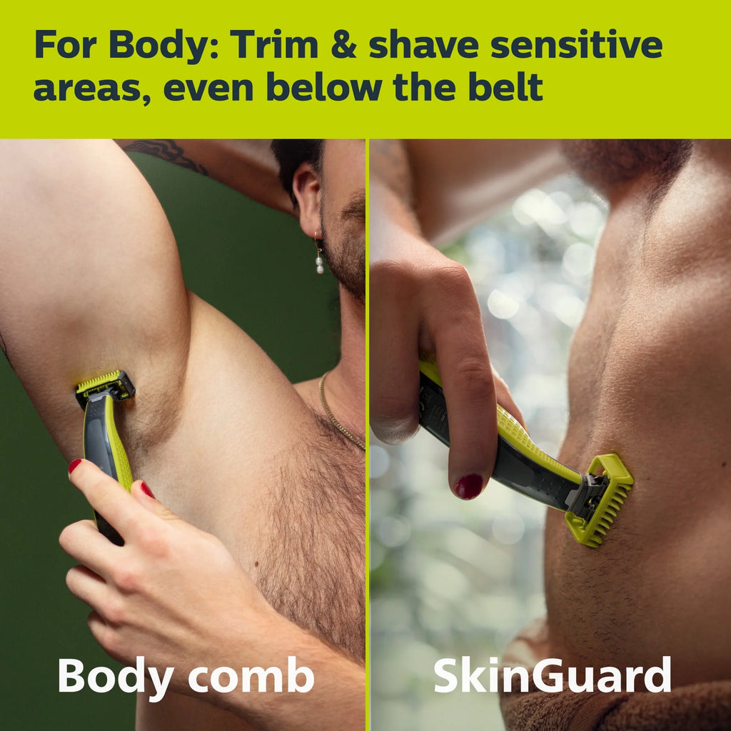 Philips Norelco Oneblade 360 Face + Body Hybrid Electric Razor and Beard Trimmer for Men U52838