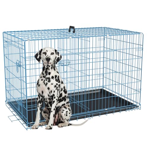 FDW Dog Crate for Large Dogs 48 Inch Folding Metal Wire Cage Double Door N1299