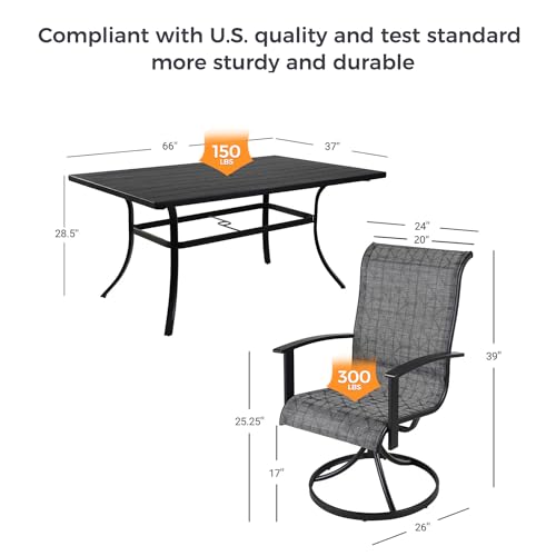 7-Piece Patio Dining Set for 6 with Swivel Chairs and Rectangular Table P2318