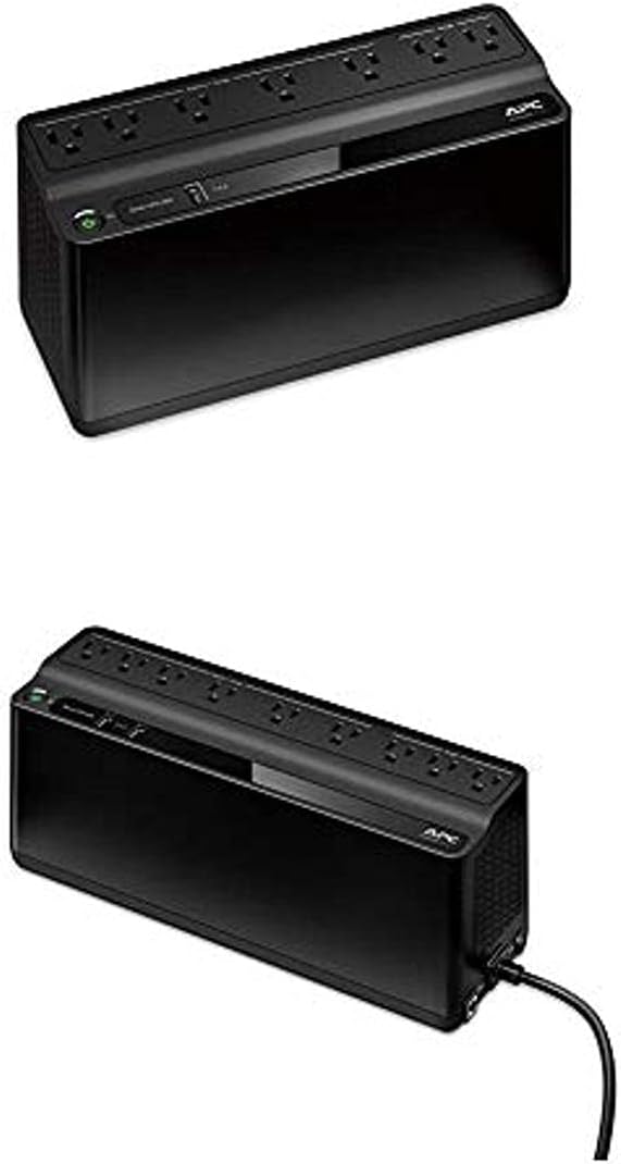 APC BE600M1 Back-UPS 600VA Battery Backup & Surge Protector with USB Port, 2-Pack M9550