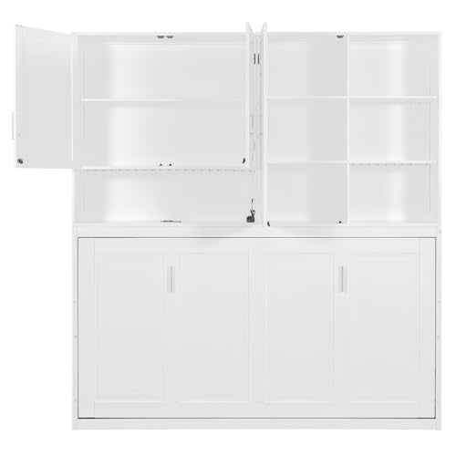 SOFTSEA Twin Murphy Bed Frame with Storage, Foldable Wall Bed, Gray I79151