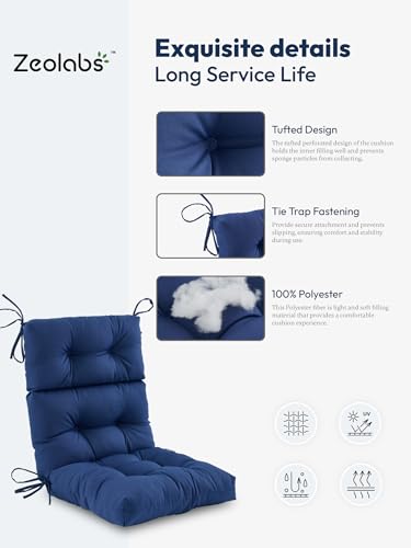 Outdoor High Back Chair Cushion Water Resistant Tufted with Ties Purple P961