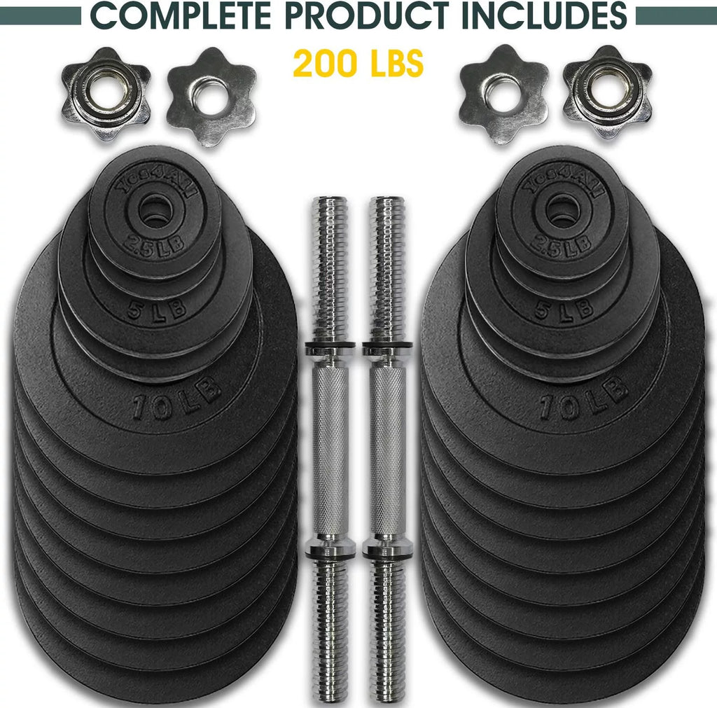 Yes4All 200 lbs Adjustable Dumbbell Set, Cast Iron Pair D6439