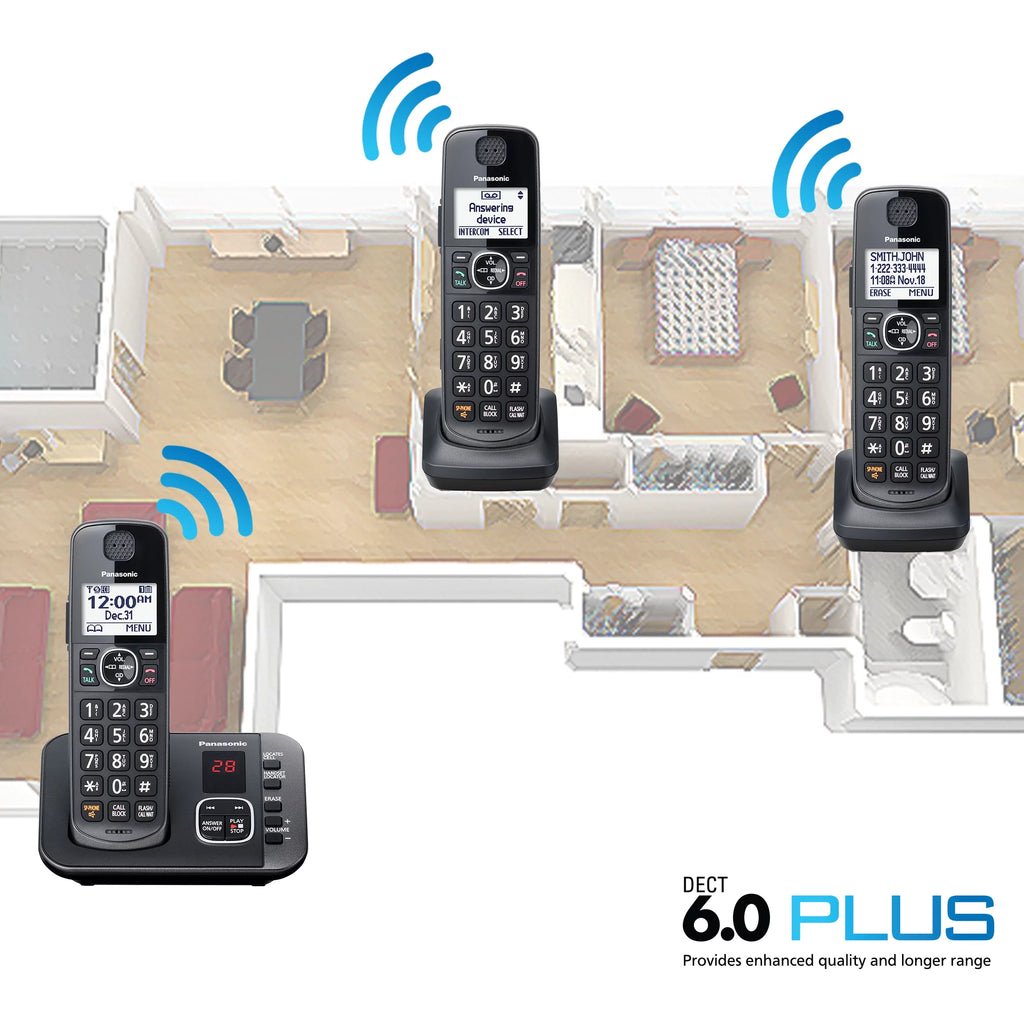 Panasonic 3-Handset Expandable Cordless Phone with Answering System - KX-TG3833M Z508697