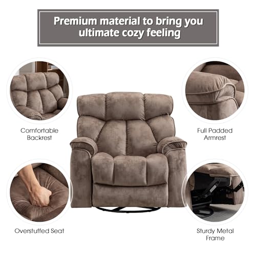 INZOY Massage Swivel Rocker Recliner with Heat and Vibration, Brown G989