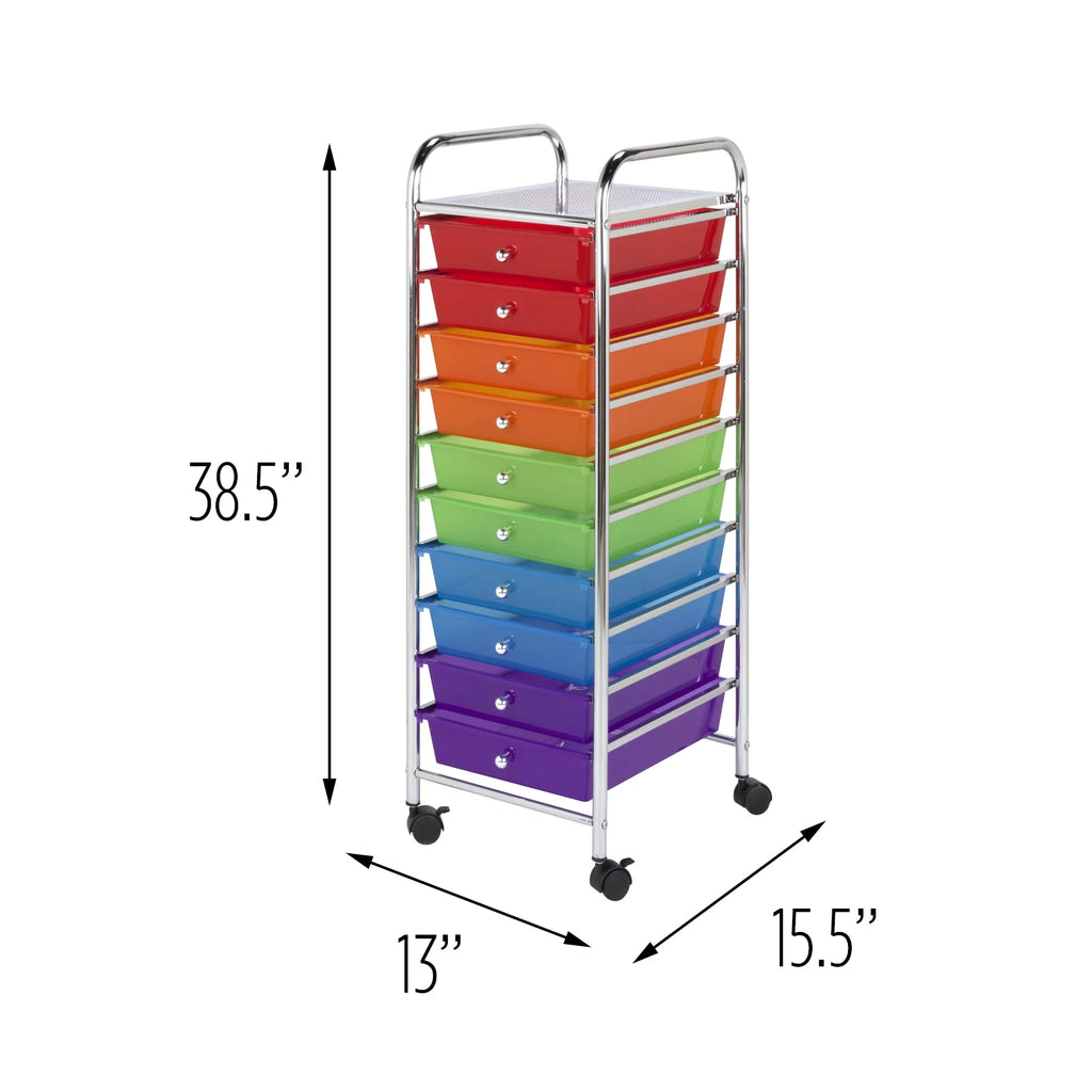 Honey-Can-Do 10-Drawer Rolling Cart, Rainbow N1365