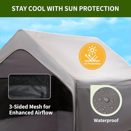 Summertrail Extra Large Dog House Outdoor Tent with Breathable Mesh Windows, Gray U95297