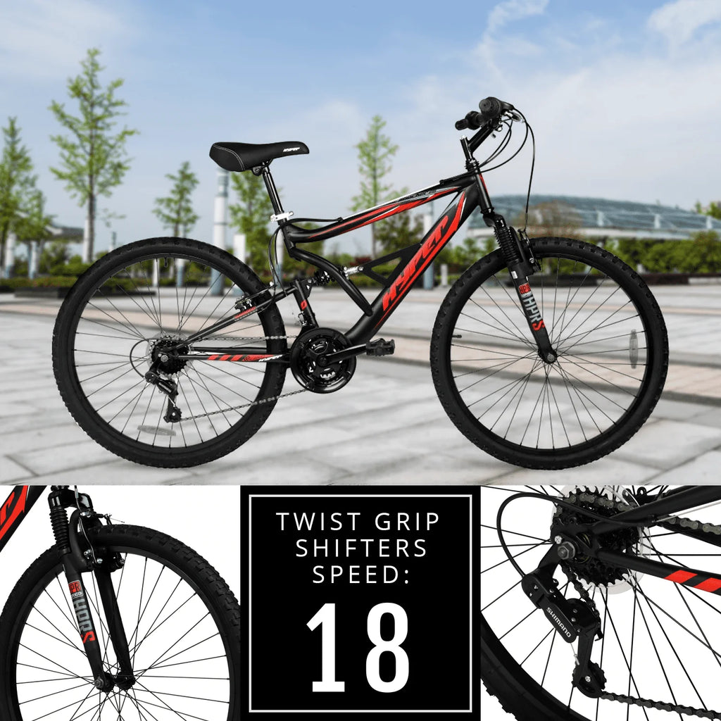 Hyper Bicycles Men's 26 Shocker Mountain Bike, Black/Red A719827