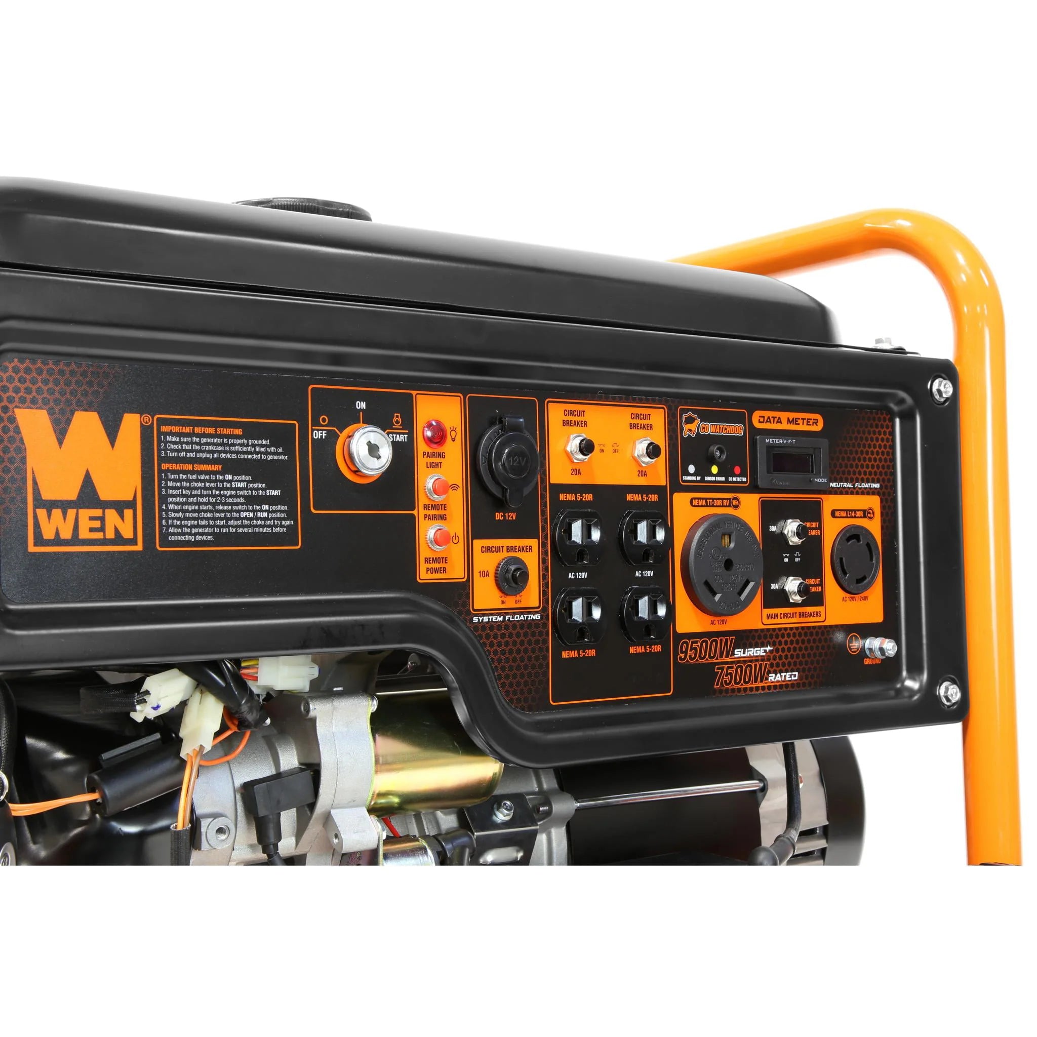 WEN 9500-Watt 420cc Portable Generator with Remote Electric Start M26225