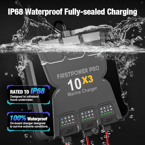 3 Bank Marine Battery Charger 30A 12V Waterproof Onboard G89339