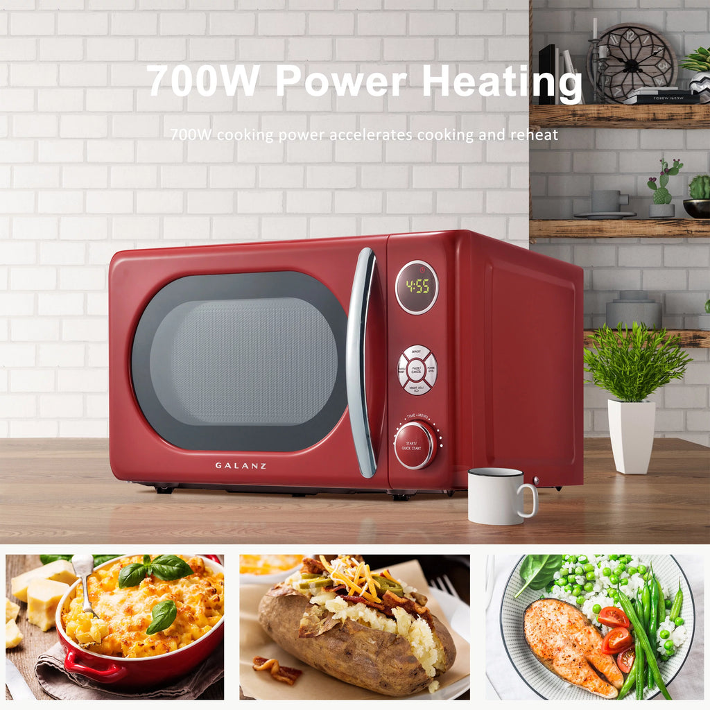 Galanz 0.7 Cu ft Retro Countertop Microwave Oven, 700W, Blue L502