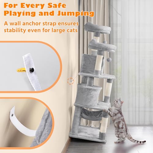 Yaheetech 62.5in Cat Tree with Platform & Hammock, Dark Gray L747397