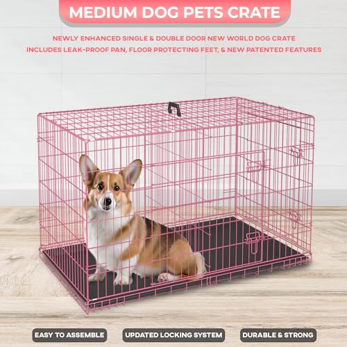FDW Dog Crate for Large Dogs 48 Inch Folding Metal Wire Cage Double Door N1299