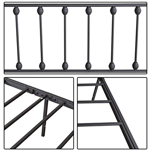 Vintage Full Size Metal Bed Frame with Headboard and Footboard, Black Z946901