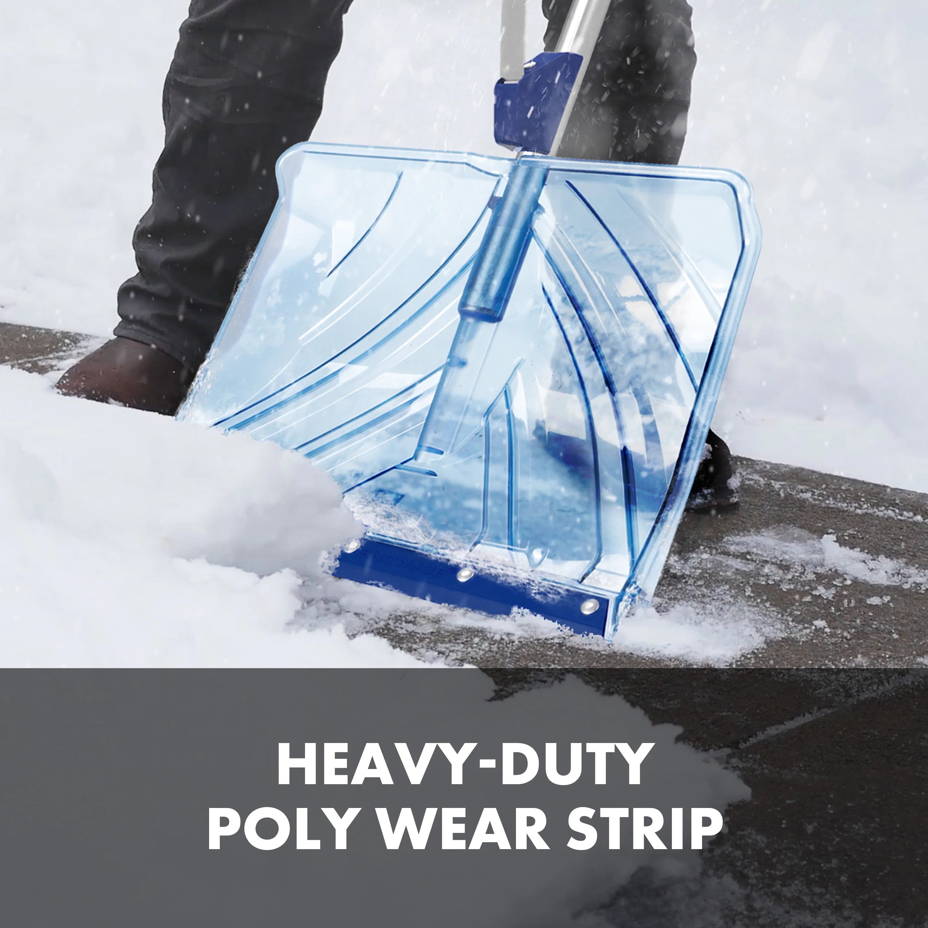 Snow Joe Shovelution Strain-Reducing Snow Shovel, 18-Inch Poly Blade L7115