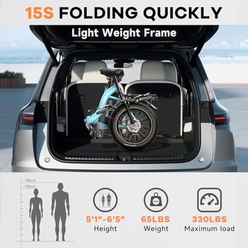 Folding Electric Bike 1000W 48V 20AH Removable Battery 20" Fat Tire for Adults C847123